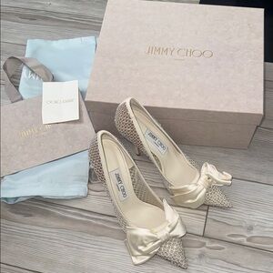 Jimmy Choo Cream Bow Heels